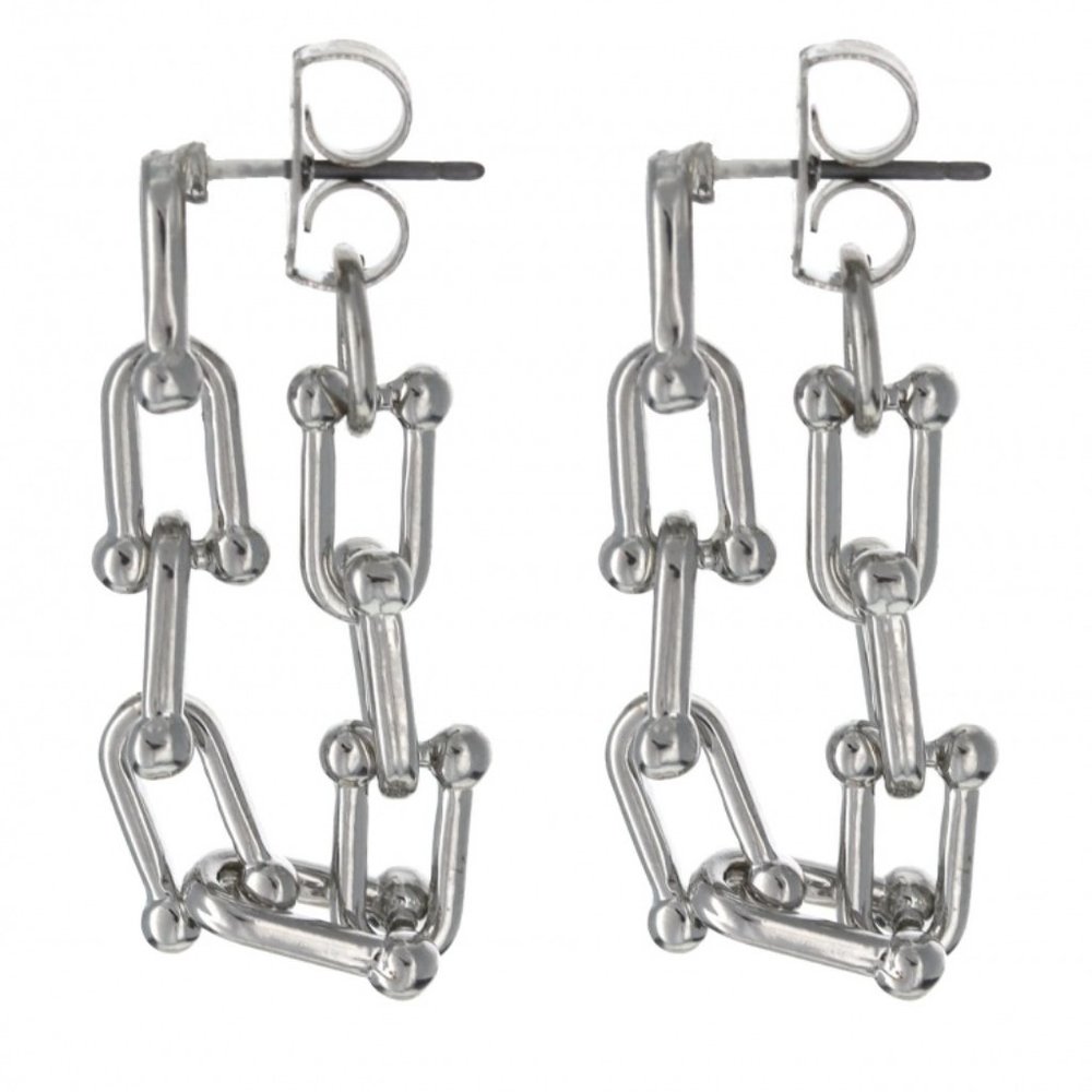 Silver U link Chain hoops